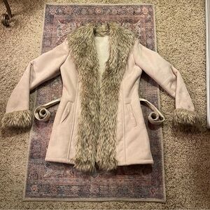 Women's Faux Fur Penny Lane Coat - Cream and Tan